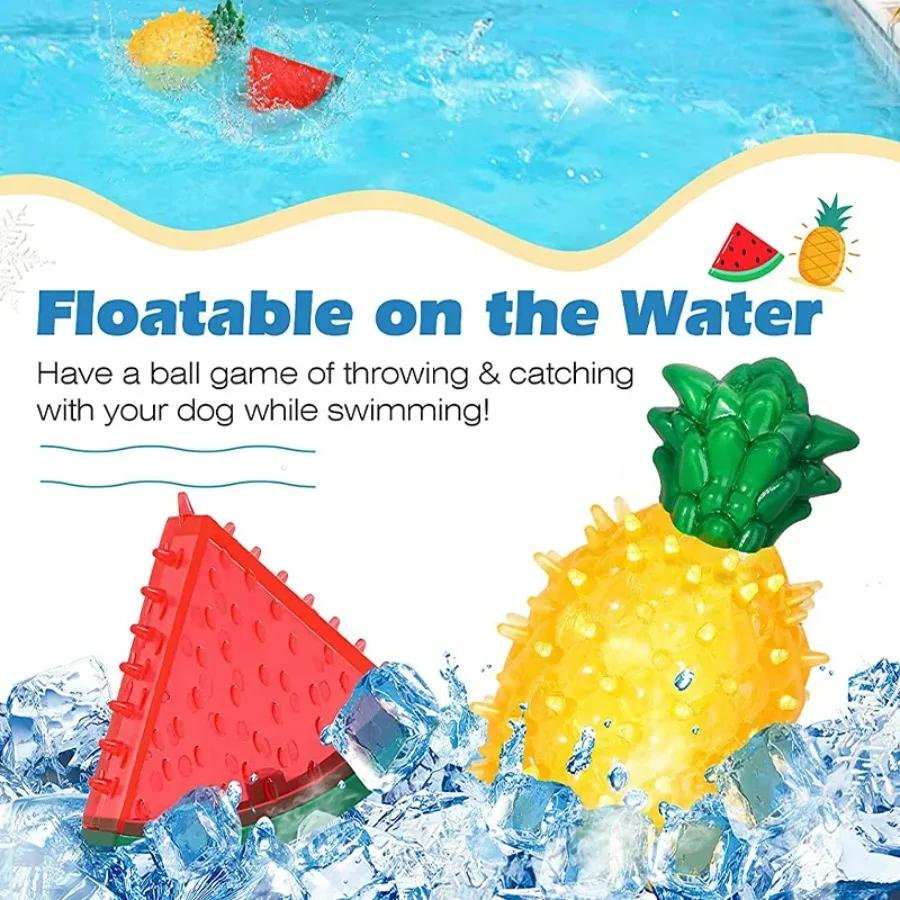 Brinquedo de mastigar refrescante para animais de estimação, brinquedo reutilizável para cães e gatos, dentição, melancia refrescante de verão, abacaxi, limão, gelo durável, frutas congeladas, brinquedos em forma de frutas