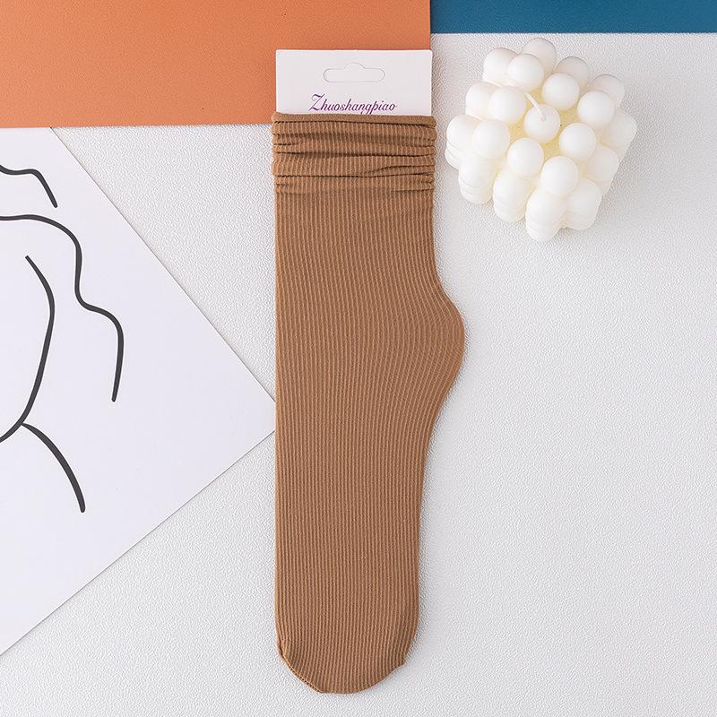 Women Girls Spring Summer Thin Loose Tube Socks Solid Color Black White Red Purple Green Yellow Velvet Breathable Long Socks