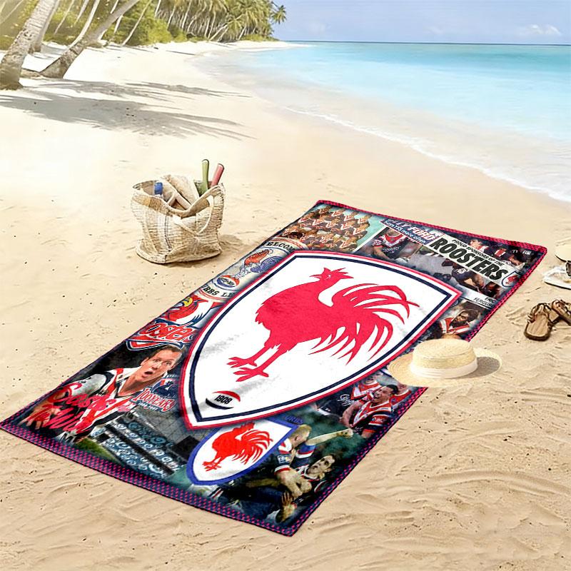Sydney Roosters Legacy Print Beach Towel, Large Soft Quick Dry Towel for Beach Camping Swimming