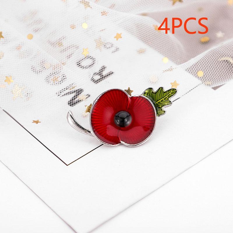 

4pcs Crystal Enamel Pin Brooch Broach Christmas Decor Props Poppies Badges серебряный