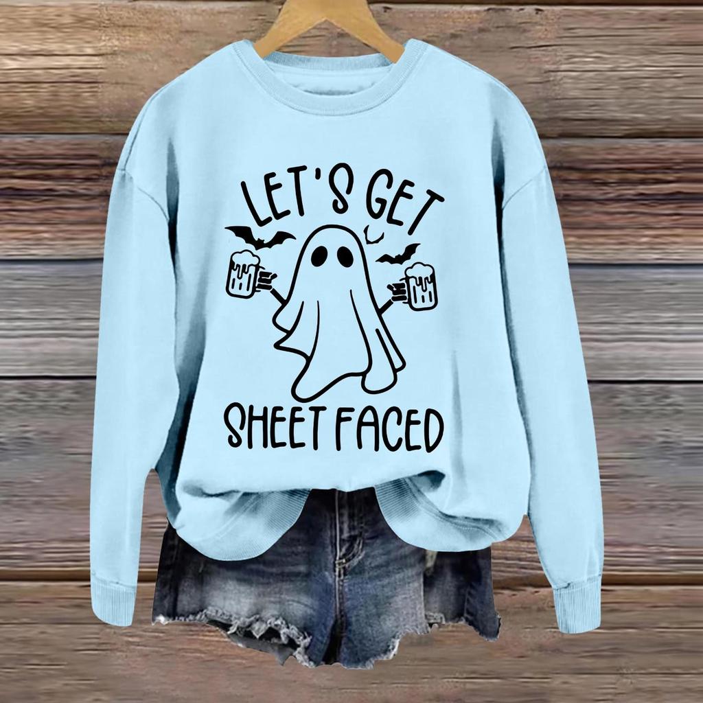 Halloween Sweatshirts For Women Cute Ghost Long Sleeve T Shirt Fashion Sweatshirt