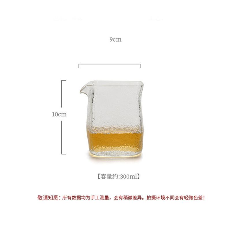 Japanese 300ml Square Hammer Glass Fair Mugs Tea Pitcher Heat Resistant Tea Cup Chahai Tea Divider Kung Fu Tea Set Accessories