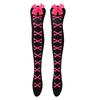 1 Paar Mädchen Schwarz Süß Niedlich Rosa Y2K Harajuku Lolita Oberschenkelhohe Strümpfe Mädchen Knochen Schleife Socken Streetwear