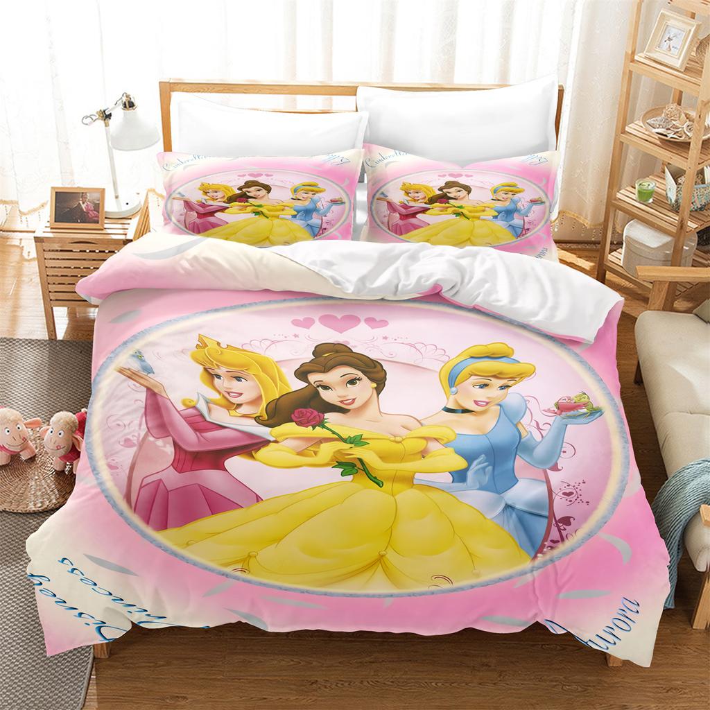 Princess Series Disney Princess Aina Christmas Gifts 3D Children'S Bedding Set 3-Piece Comforte 100% Polyester Anime Home