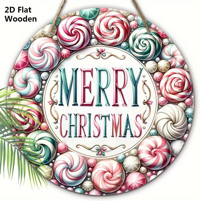 

Розовая Рождественская Деревянная Табличка - Круглая Табличка Merry Christmas для Входной Двери, Настенный Декор - Идеальное Рождественское Украшение 20cm/7.87in розовый