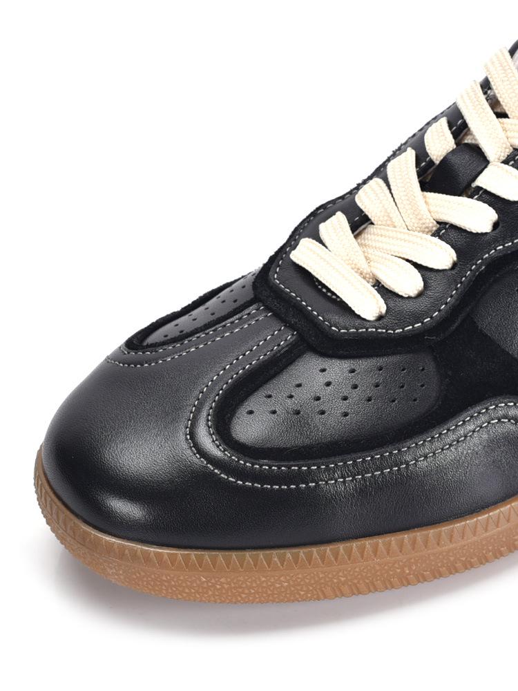 Men's Genuine Leather Retro White Casual Sneakers - Versatile German Training Style