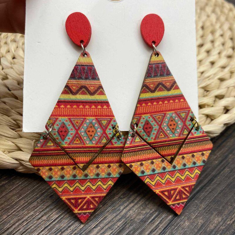 Bohemian Style Exaggerated European and American Long Contrasting Color Earrings, Fashionable and Versatile Holiday Vintage Accessories