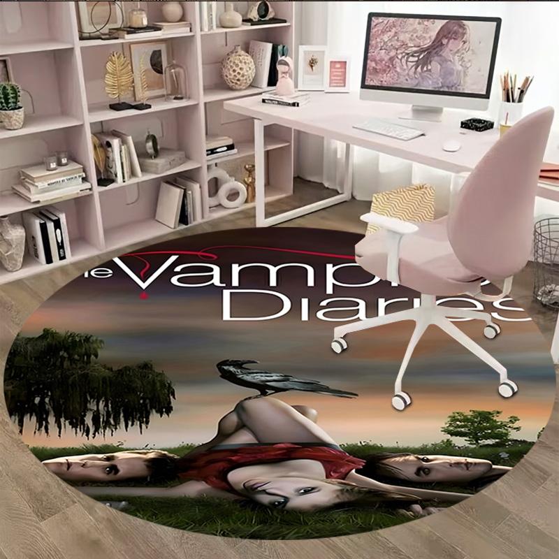 1pc The Vampire Diaries4 Print Round Carpet Chair Round Carpet Suitable for Bedroom Living Room Home Decorative Carpet
