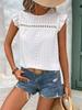 European-American Stylish Solid Lace Ruffle Sleeve Women's Summer Hollow Out Top