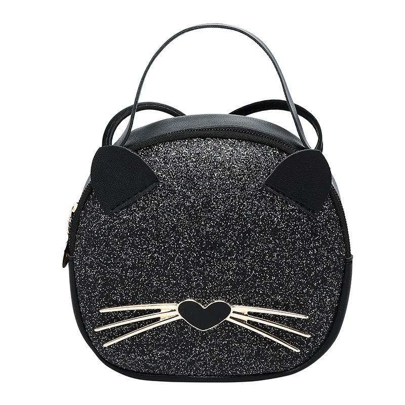 New Trendy Leopard Print Female Bag Little Cat Mobile Phone Bag Cute Small Round Bag