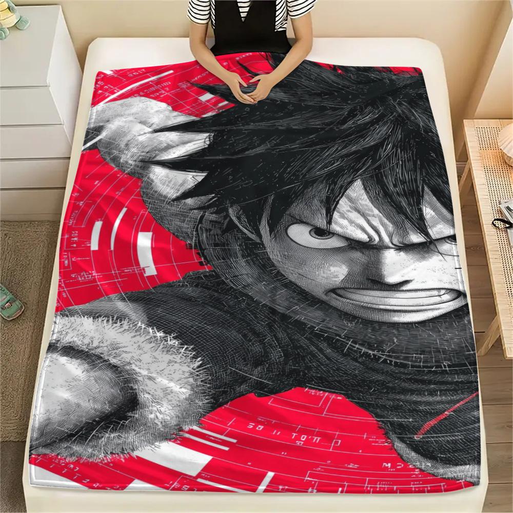 Luffy Holiday Travel Essential Printed Blanket, Flannel Blanket Ideal for Bedroom, Sofa, Bed and Picnic Party.-TING