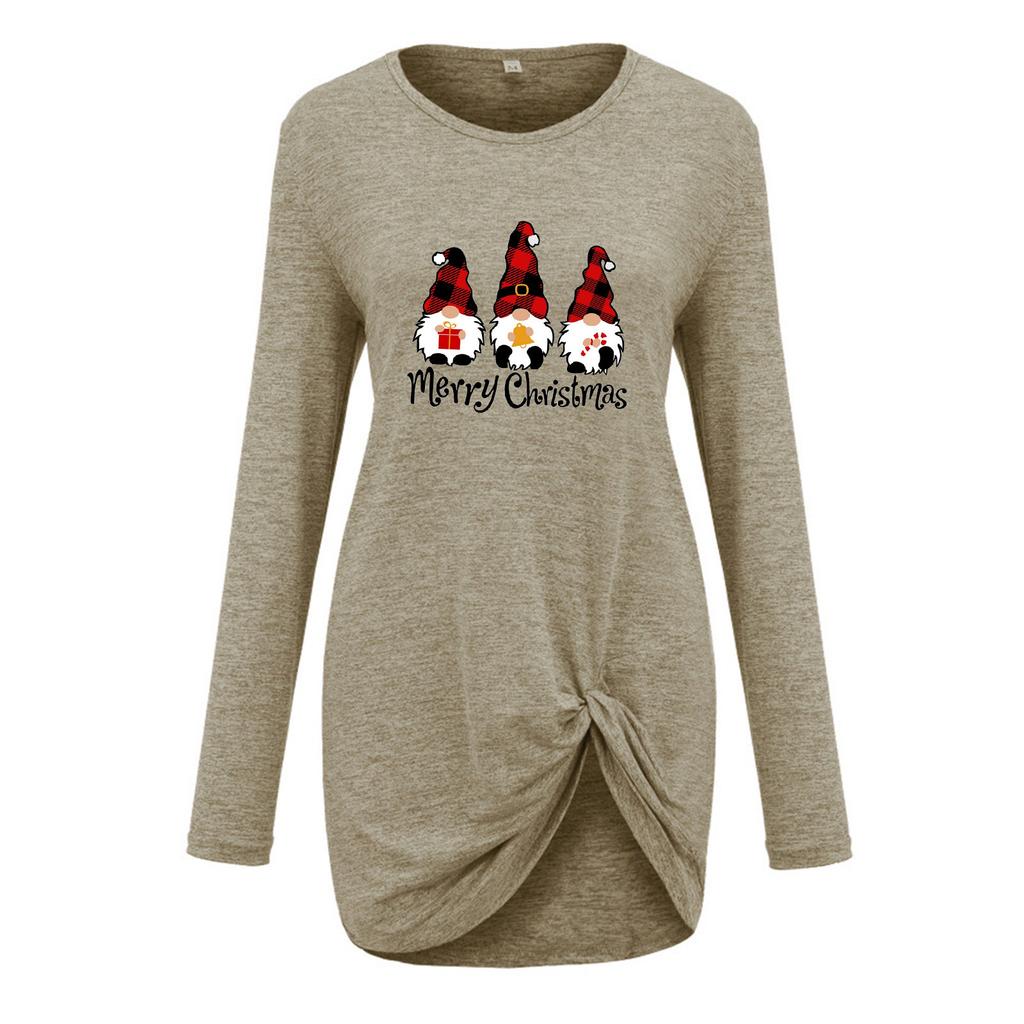 Women Fashion Casual Christmas Printed Long Sleeve Pullover Tops