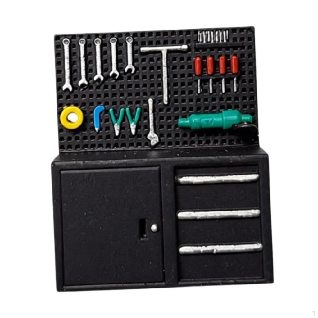 1/64 Scale Garage Tool Rack Simulation Cabinet Repair Tools for Workshop Shop