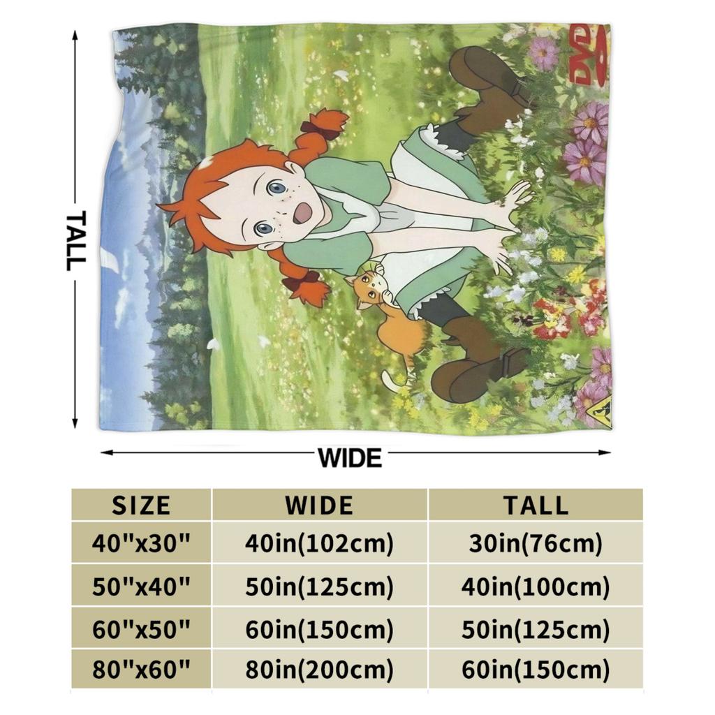 Cartoon manga A-Anne of Green Gables Blanket Soft Fluffy Plush Throw Blanket For Girls Boys Bedroom Flannel Bedspread Bed Cover
