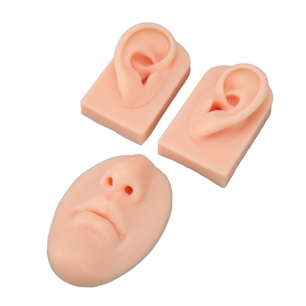 3D Nose and Mouth Model Silicone Ear Model Simulation Display Props for Piercing Suture Practice