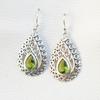 Teardrop Peridot Earrings, 925 Sterling Silver, Gemstone Earring