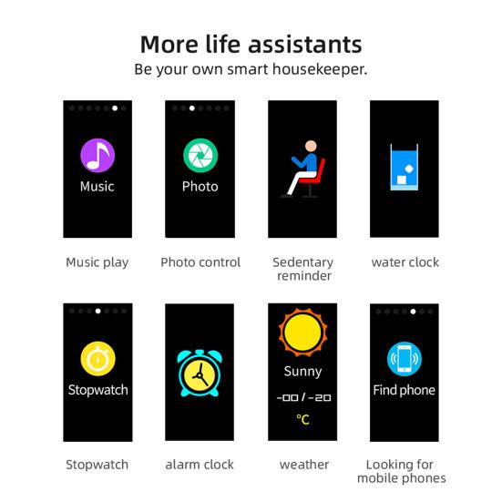 N8 Bluetooth-compatible Watch Multifunctional Health Monitoring Zinc Alloy 0.96 Inch Smart Watch