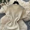 Summer Autumn Knitted Sweater Dress for Women Fashion Short Sleeve Single-breasted Hollow Out Elastic Simple Prom Dresses