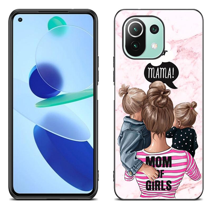Baby Mom Girl Boy mramorové pouzdro pro Xiaomi Mi 11 Lite NE 11i 10T 11T Pro A2 A3 Lite POCO F3 M3 M4 C31 X3 Pro NFC GT černý kryt