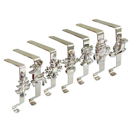 7Pcs/Set Christmas Stocking Hooks Mantel Xmas Stocking Holder Festive Stocking