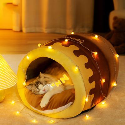 Nid pour Chat Nid Fermé Automne Hiver Garder au Chaud en Hiver Abri de Sommeil Lit pour Chat Nid pour Animal de Compagnie
