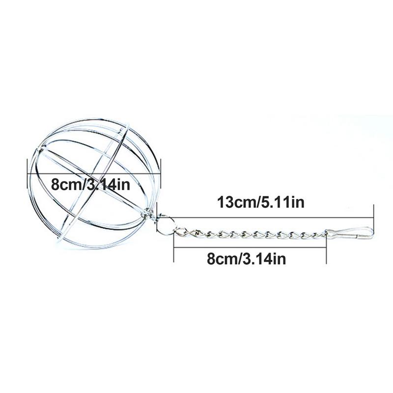 1pc Hanging Hay Ball Feeder Toy Stainless Steel Ball for Rabbits and Small Animals Circular Grass Distributor with Chain