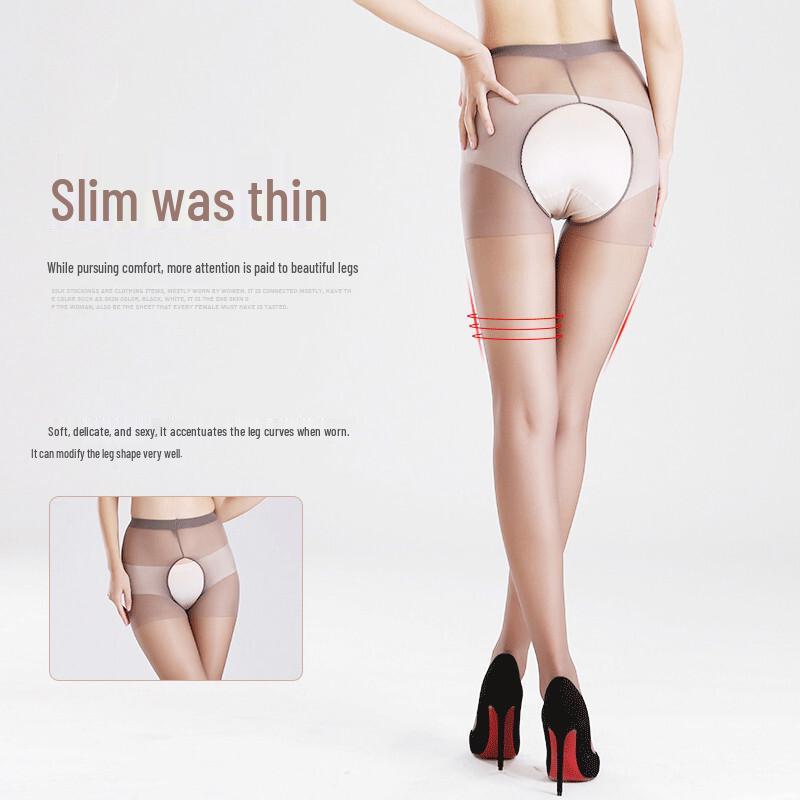 Langsha Women's Ultra-Thin Open Crotch Snag-Resistant Pantyhose