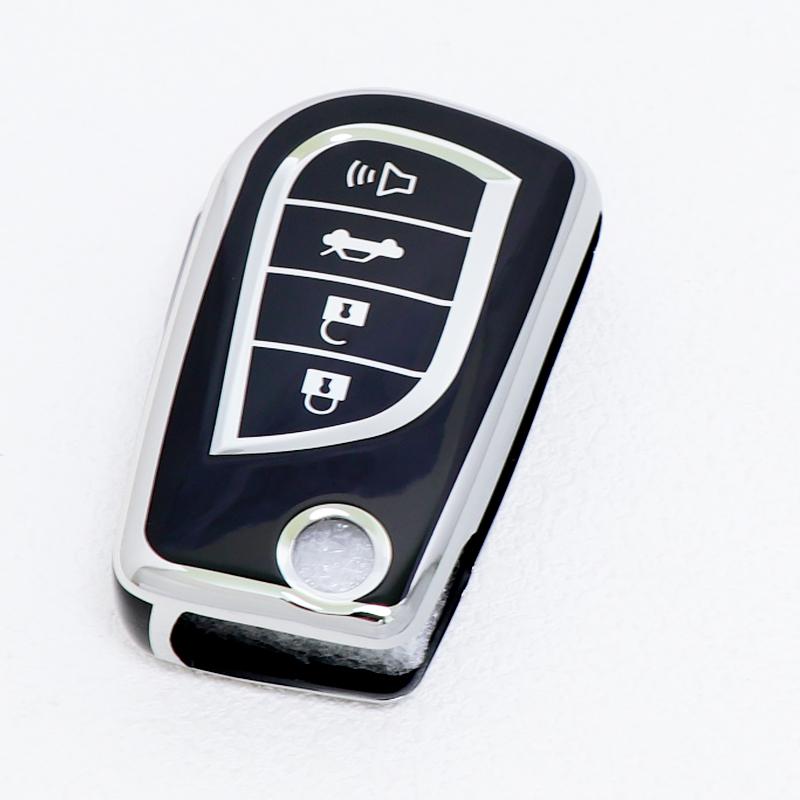 Auto Shell Holder Protector Fob For Toyota Highlander Camry RAV4 Aygo Yaris Keychain 4 Button Soft TPU Car Flip Key Cover Case