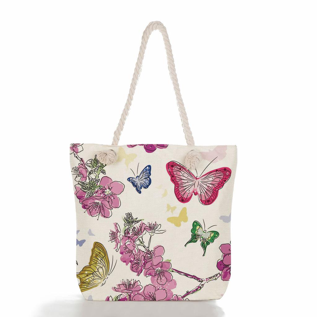 Blumenmuster dicke Seil-Einschulter-Strandtasche 7291 CLE