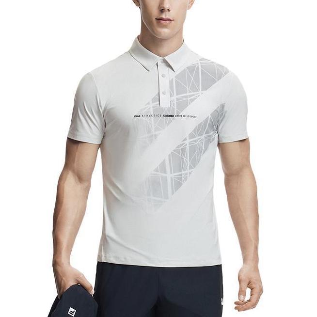 FILA Fitness Series Pullover Comfortable Soft Short Sleeve Polo Shirt Men tops Pearl-Gray A11M421105F-GY