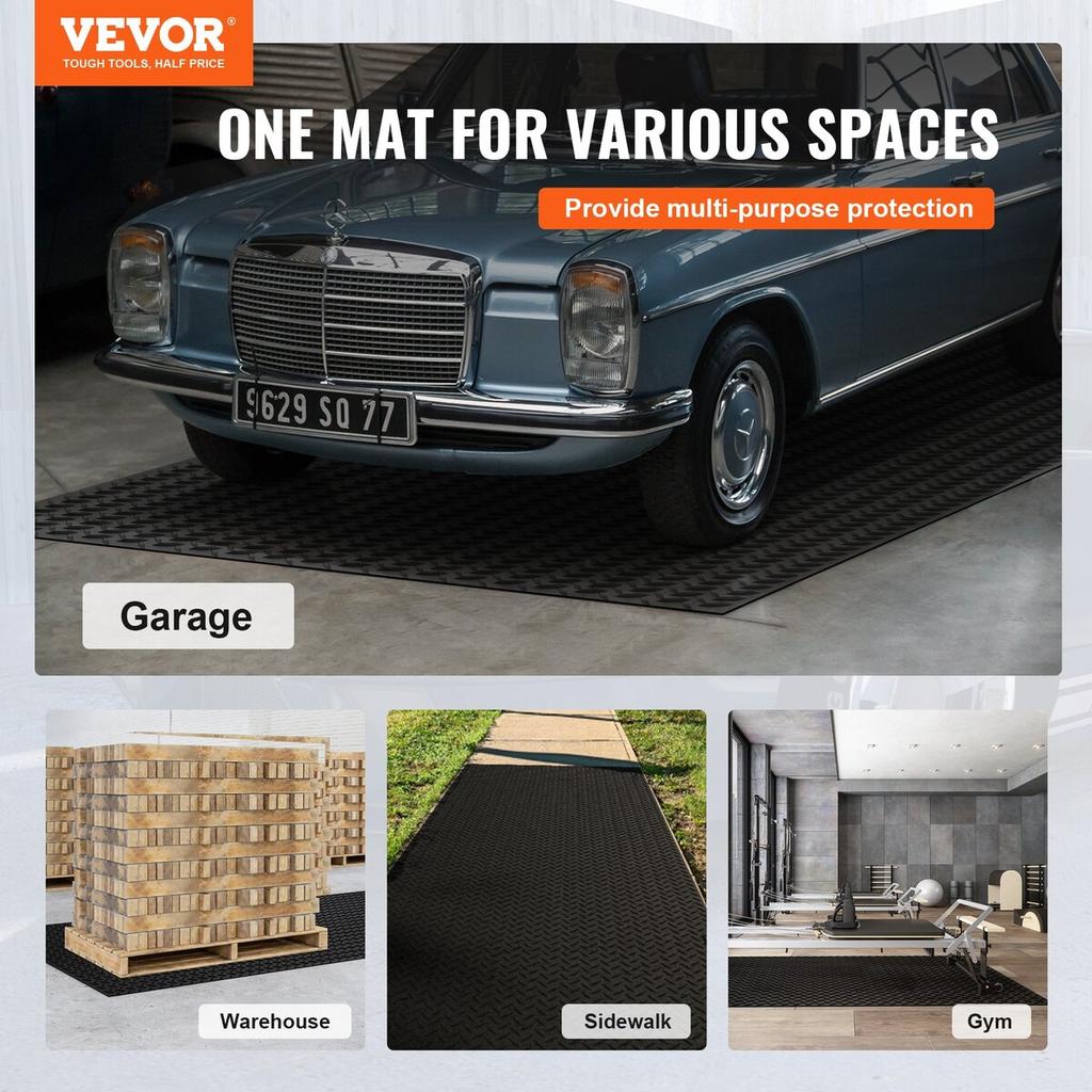Diamond-Plate Rubber Flooring Roll, 3 mm x 4 ft x 6 ft Garage Floor Mat, SBR Rubber Garage Flooring Roll, Easy to Clean, Diamond Plate Rubber Mat for