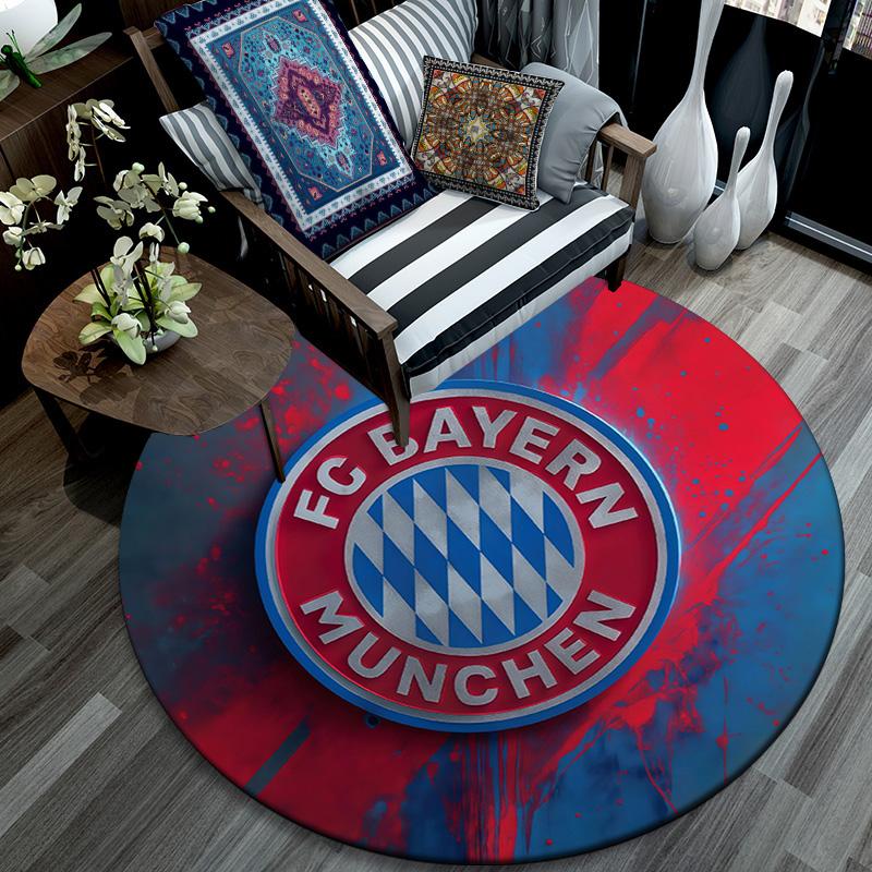 FC Bayern München Round Area Rug,Carpet Rug for Living Room Bedroom Sofa Playroom Decor,Non-slip Floor Mat