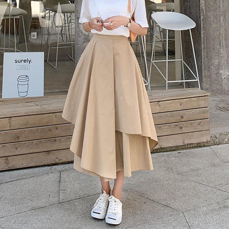 

Skirts Women Fashion Korean Elegant Sweet Design High Waist Lovely Solid Casual Summer Clothes Vintage XS хакі