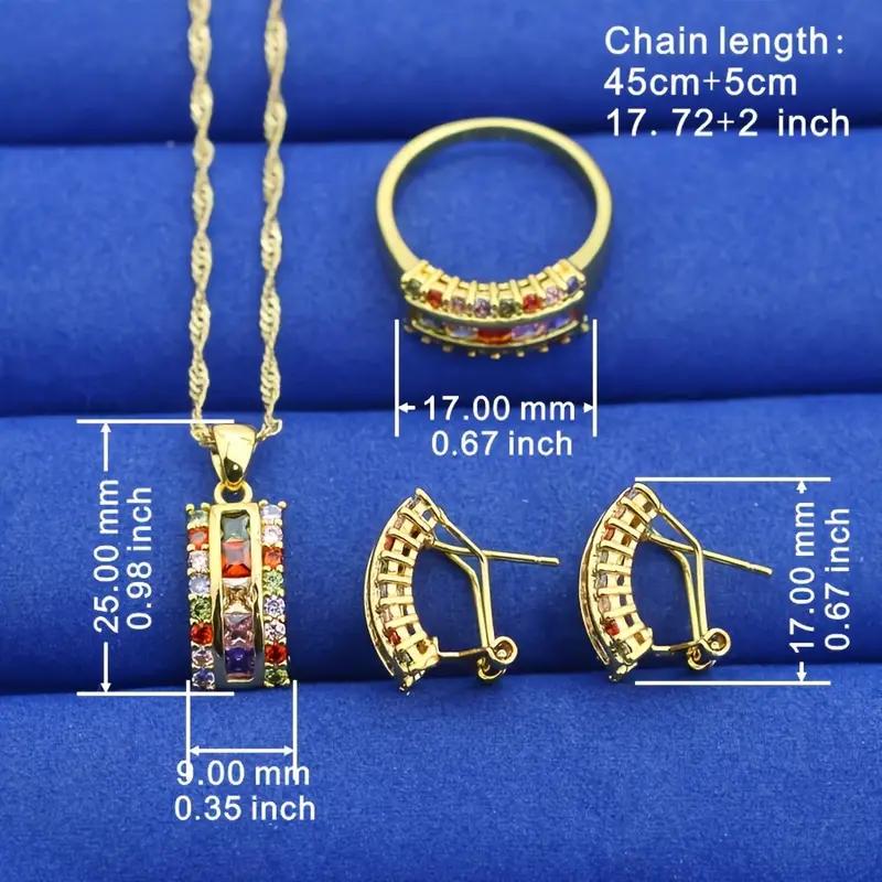 Elegant 4Pcs Bridal Jewelry Set With Sparkling Zirconia Includes Earrings Necklace Ring Perfect For Weddings Gift For Women