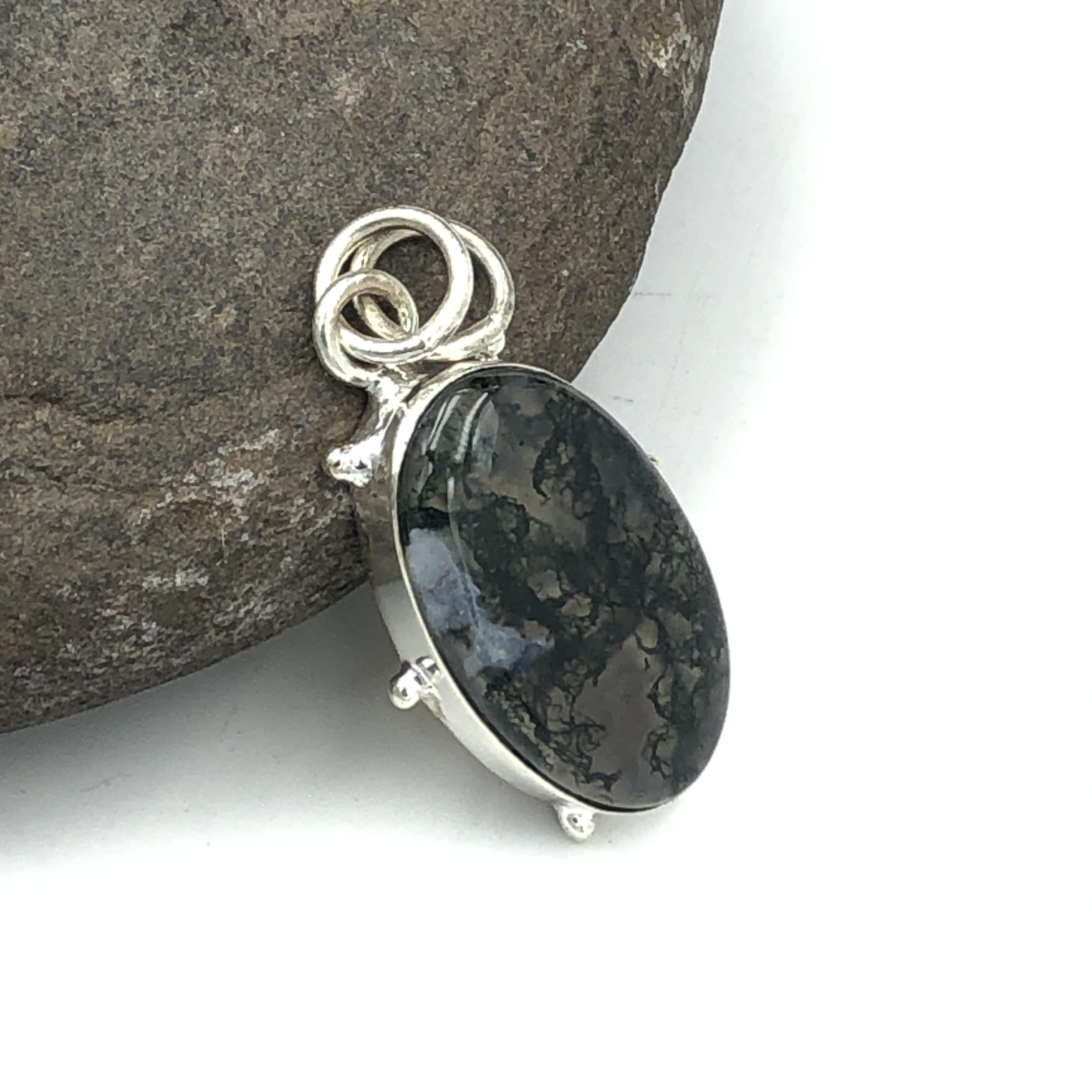 

Natural Moss Agate Gemstone 925 Sterling Silver Jewelry Designer Pendant 1.4 AJP-198