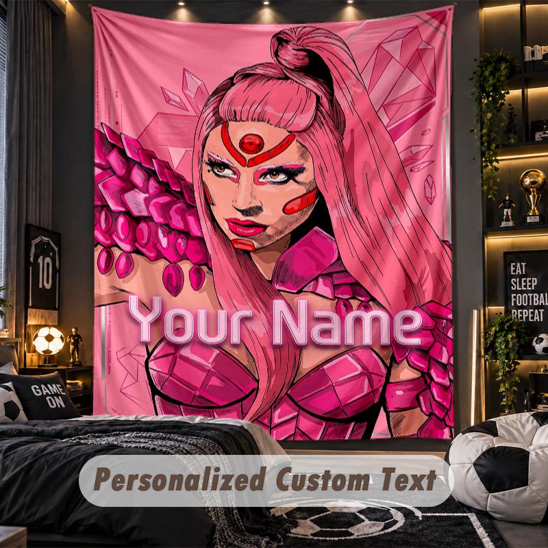 Personalisierte Wandtapisserie, Lady Gaga Individuell Bedruckter Name, Stoff-Wandkunst für Innenraum-Hintergrund