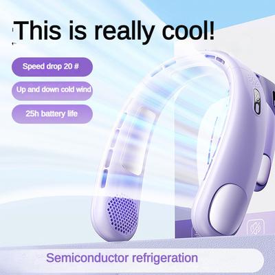 Mini-Hängeventilator für den Hals, blattloser Nackenbügelventilator, wiederaufladbarer elektrischer USB-Digitalanzeiger, Luftkühler, Klimaanlage, Ventillator