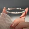 Baisihui S999 Sterling Silver Starry Sky Round Belly Push-Pull Bangle - Versatile and Elegant Design
