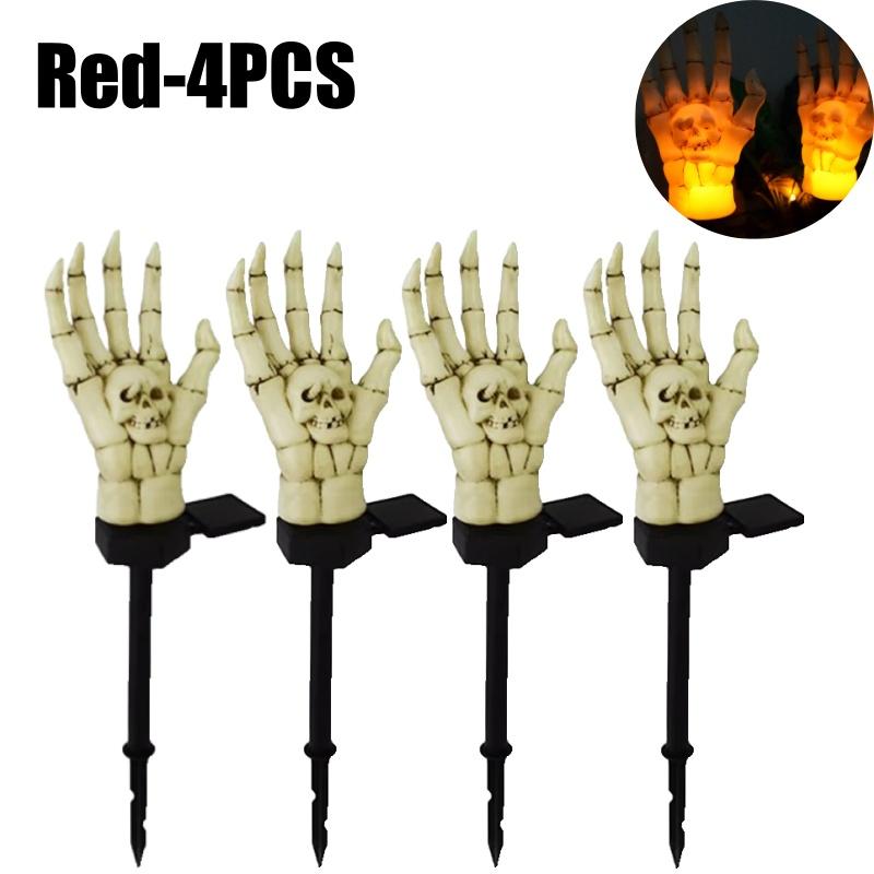 Halloween Outdoor Decoration Solar Lights Lighted Skeleton Hands Stakes Waterproof Skull Solar Garden Lights for Garden Decor