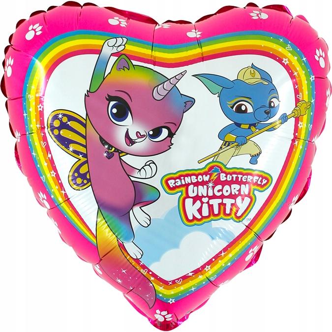Balon Foliowy Tęczowy Motylokotorożec Kitty 45Cm
