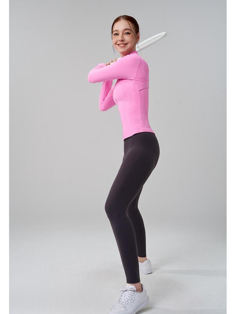 Women's High Neck Spliced Running Jacket: Slimming, Thickened Fitness Wear with Thumb Holes for Autumn/Winter