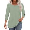 Women's Fashion Casual Solid Color Round Neck Seven-quarter Sleeve T-shirt Top