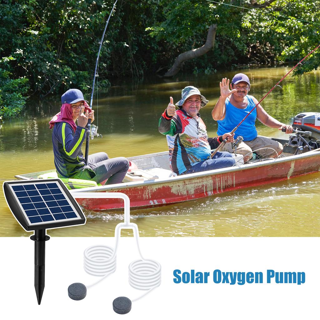 6V 2W Plug-in Solar-Sauerstoffpumpe mit 8,2ft Rohr 2 Luftblasensteine ​​Aquarium Oxygenator Aquarium