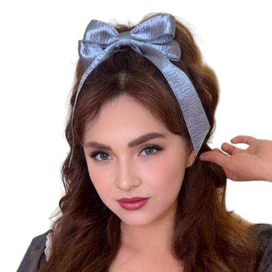 

Hair Claw Silvery Ribbon 3D Bowknot Decor Hair Clip Firm Buns Hairstyles Large Tooth Hair Gripper Hair Accessory