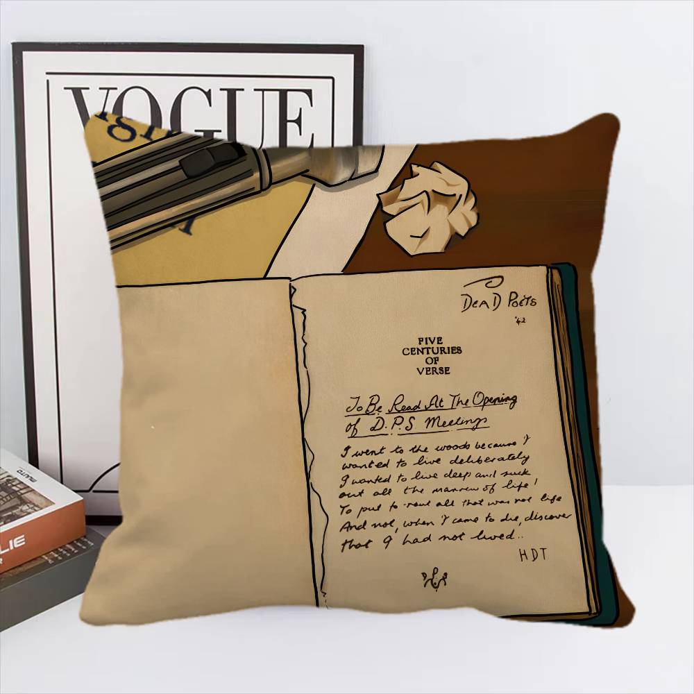 

Dead Poets Society Classic Vintage Pillow Case Square Pillow Bedroom Sofa Leisure Comfort Cushion Home Decoration 16x16Inch