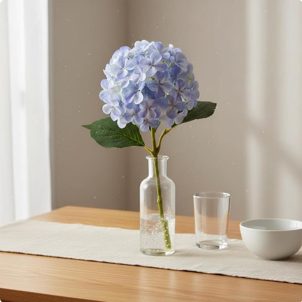 Fake Hydrangea Flower Reusable Artificial Hydrangea Stalk Long Stalk Fake Hydrangeas Real Feel Full Blooms for Table Centerpiece