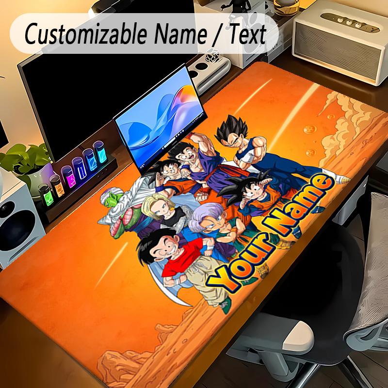 Large Mouse PadDragon Ball Custom Name Text Personalized Desk Mat Non Slip Gaming Pad