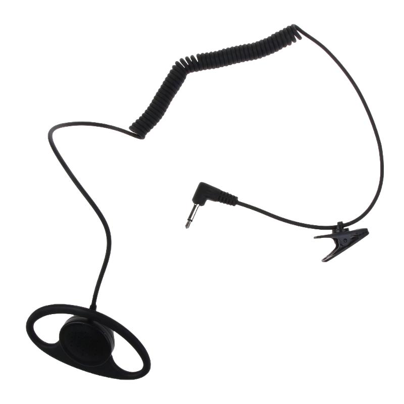 D-shaped Headphone Receiver/Listen Only 3.5mm Headset Earpiece Fitting Right/Left Ear Suitable for Walkie-Talkie ABS