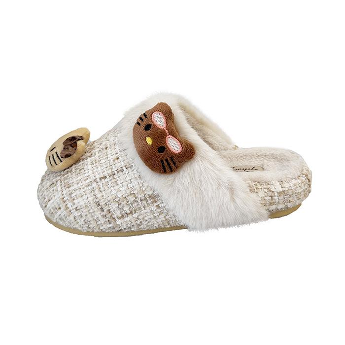 2025 autumn and winter cotton slippers new fashion trend small fragrant plaid cotton slippers warm home wear women's