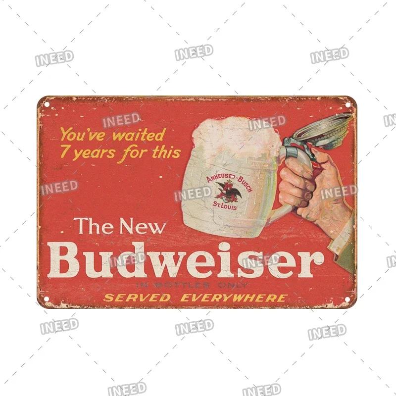 Original Budweiser Bier-Blechschild, lustige Metallplakate, Retro-Wandschild, Vintage-Schild für Bar-Club-Wanddekoration